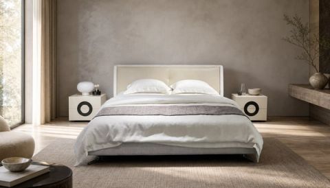 Upholstered Bed styled in a FADIOR HOME interior setting