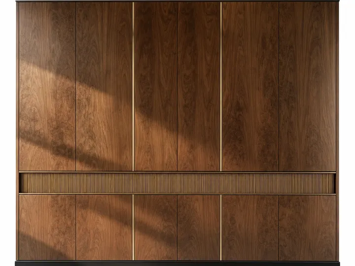 Fadior Miroir Wall Panel Suite with Cove Acoustic Ribbon — 304 stainless steel wall panel system, front view