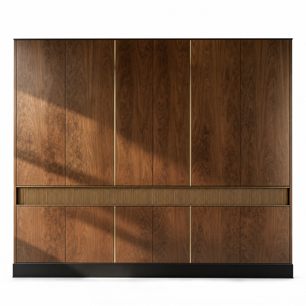 Fadior Miroir Wall Panel Suite with Cove Acoustic Ribbon — 304 stainless steel wall panel system, front view