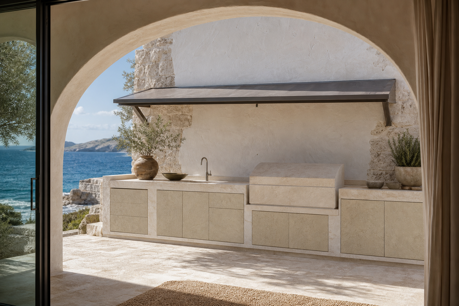 Fadior Vantage Outdoor Kitchen Suite with Canopy Rinse Hearth — 304 stainless steel outdoor kitchen system, front view