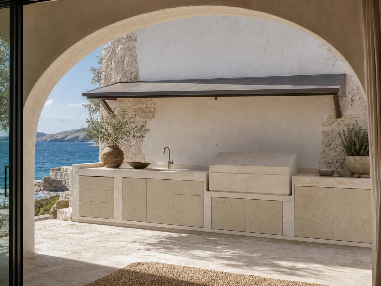 Fadior Vantage Outdoor Kitchen Suite with Canopy Rinse Hearth — 304 stainless steel outdoor kitchen system, front view