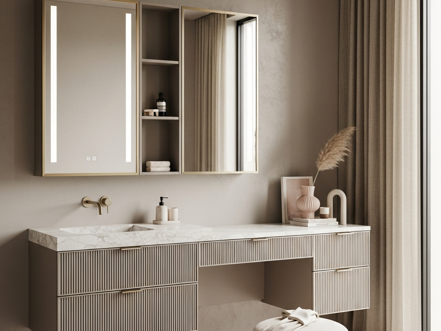 Fadior Verve Bath and Vanity Suite — 304 stainless steel bath and vanity system, front view