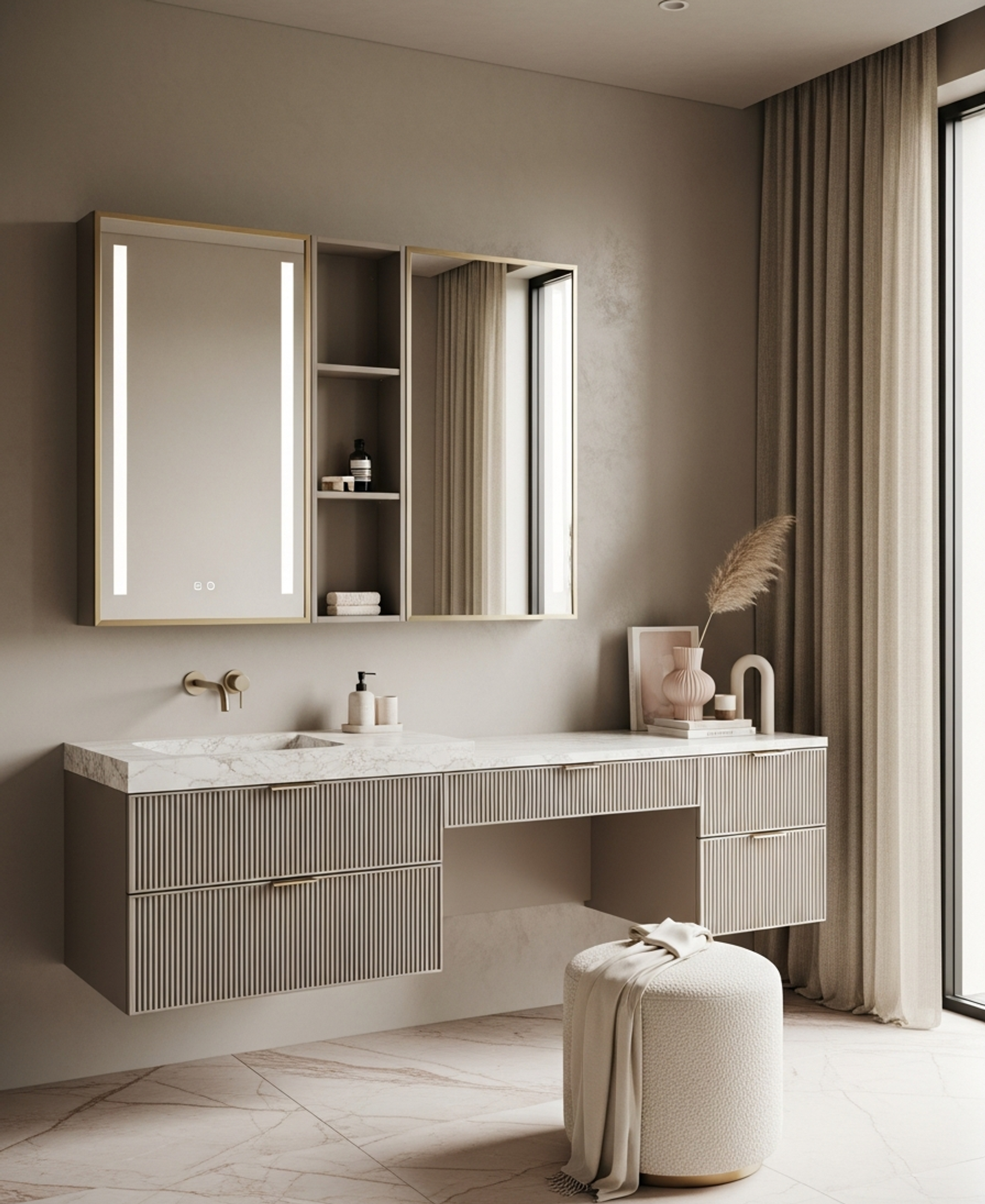 Fadior Verve Bath and Vanity Suite — 304 stainless steel bath and vanity system, front view