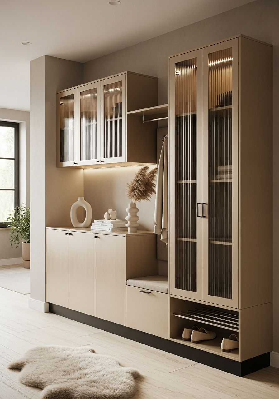 Fadior Archetype Entryway Suite — interior room context showing cabinet integration