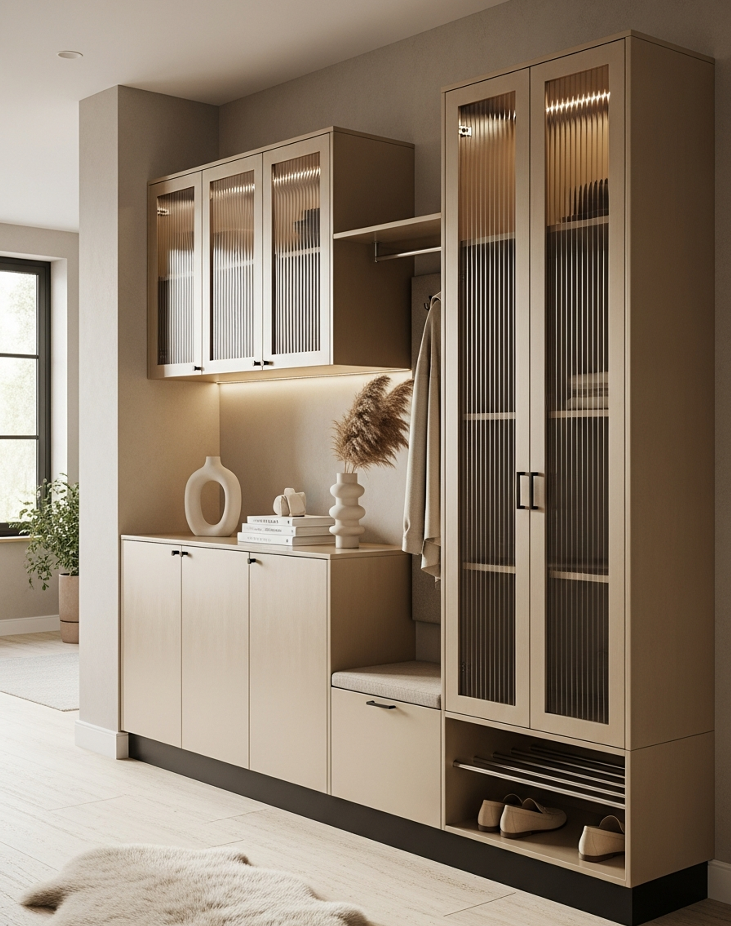 Fadior Archetype Entryway Suite — interior room context showing cabinet integration