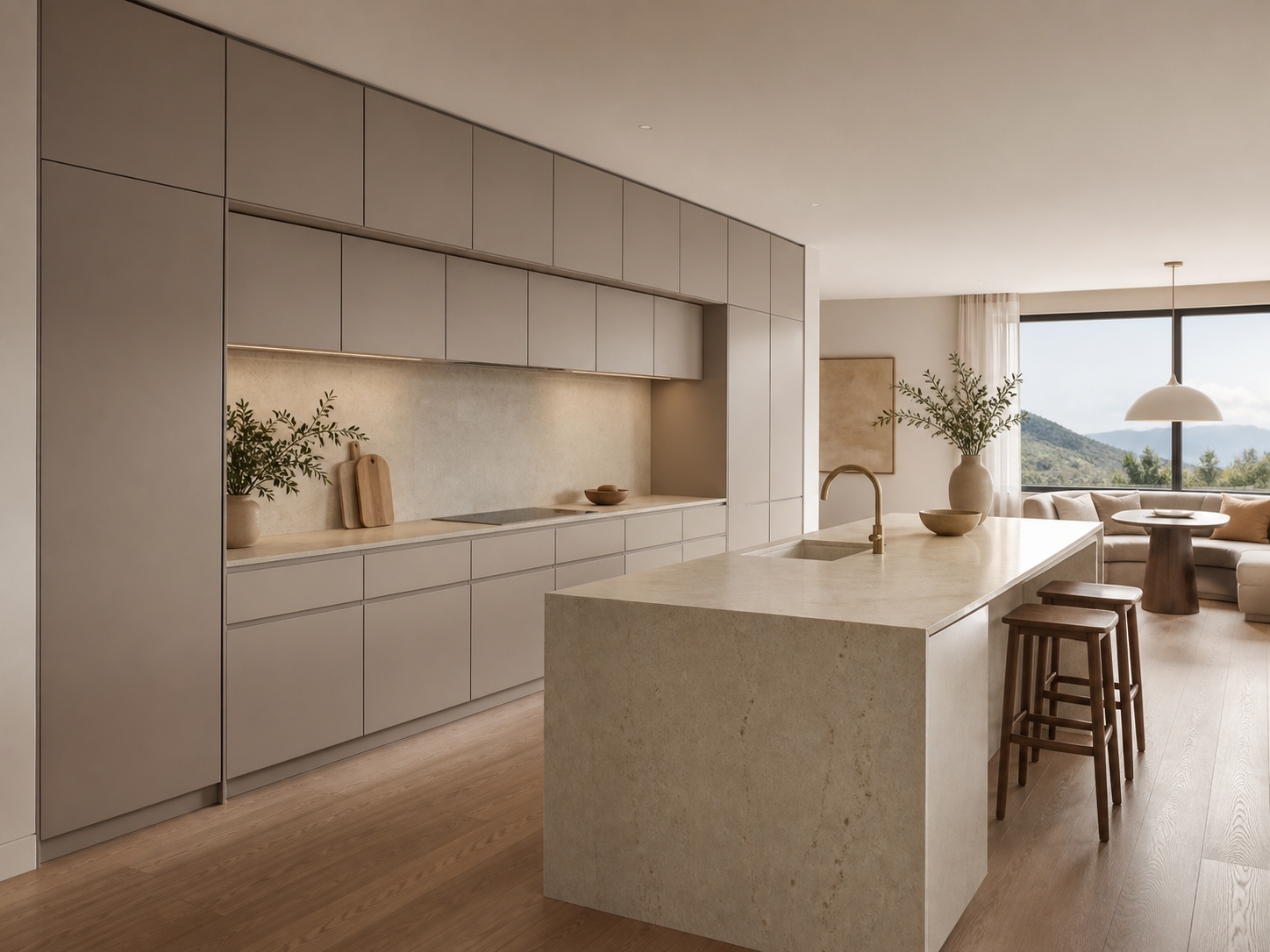 Fadior Pavilion Kitchen with Silent Service Spine — interior room context showing cabinet integration
