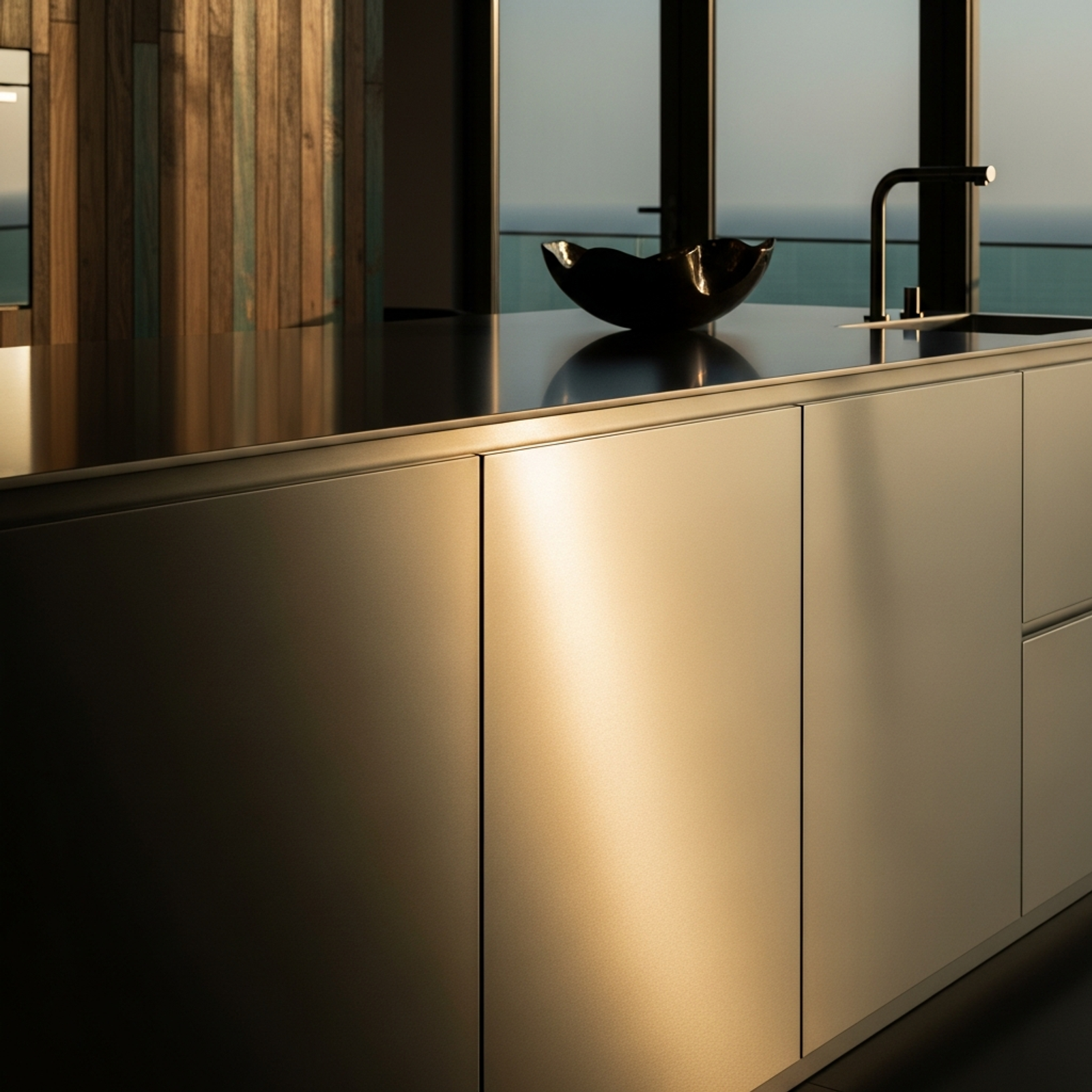 Fadior Mumbai Sea Link Penthouse — close-up of stainless steel finish and hardware detail