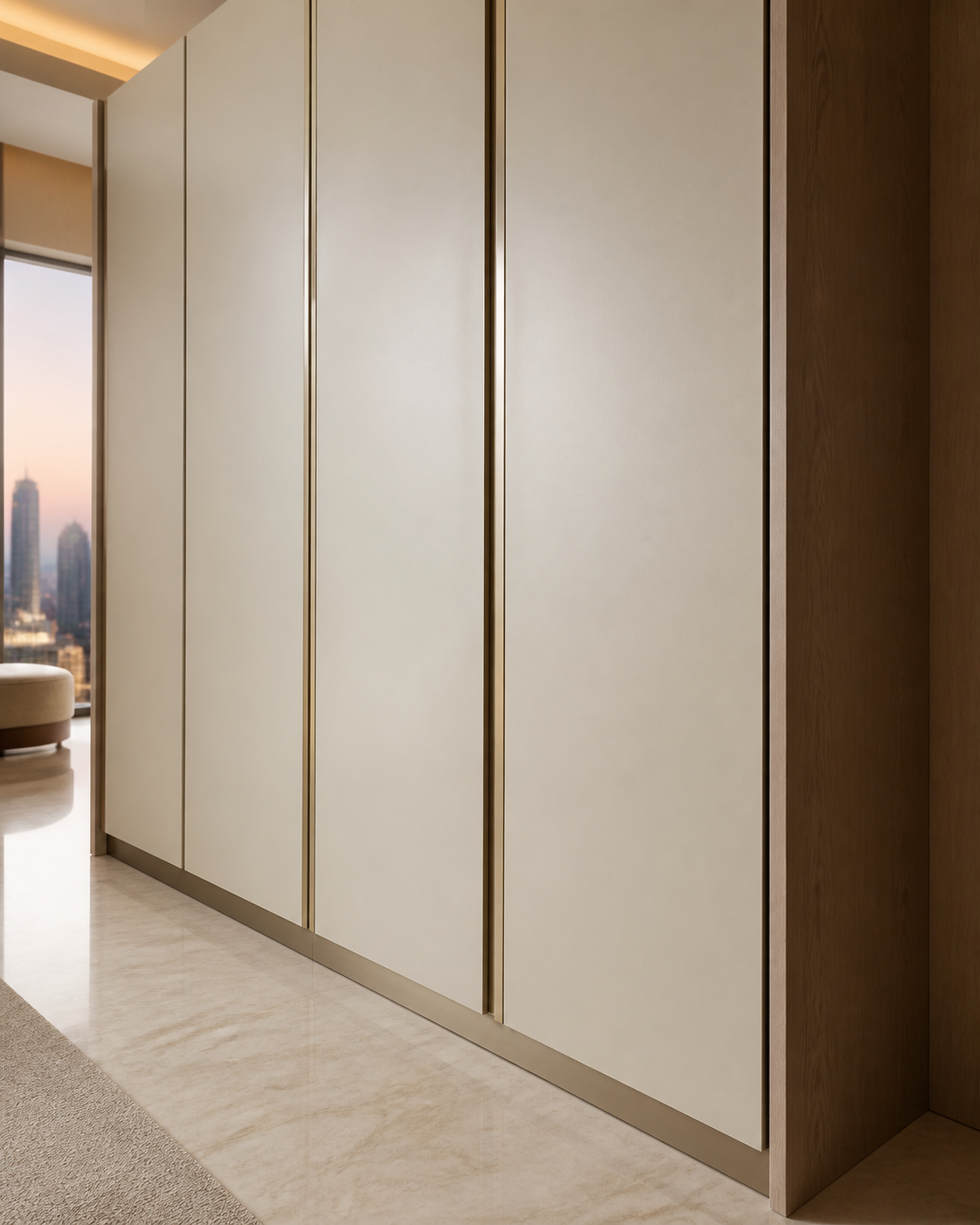 Conjunto de vestidor Canopy con paso Atelier enmarcado acabado y detalle