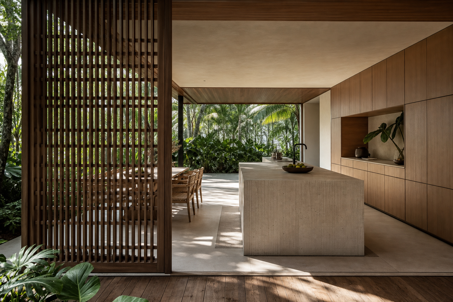 Fadior Riviera Kitchen Suite with Chromatic Service Spine — interior room context showing cabinet integration