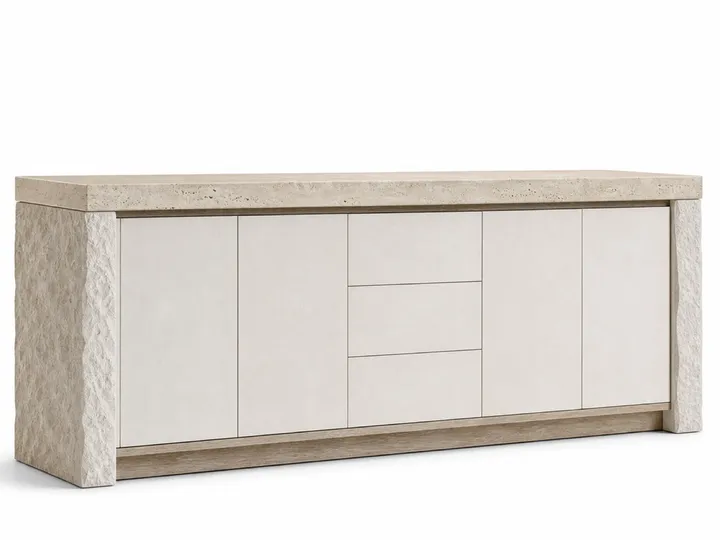Fadior Vantage Outdoor Kitchen Suite with Limestone Tide Service Run — 304 stainless steel outdoor kitchen system, front view