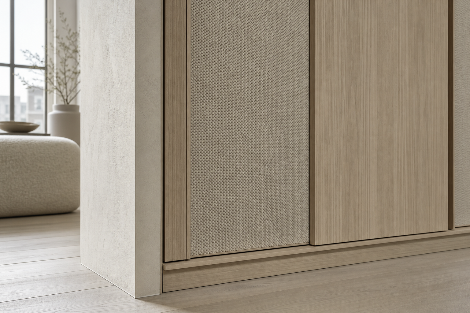 Fadior Voyage Wardrobe Suite with Copenhagen Loft Pocket Wall — close-up of stainless steel finish and hardware detail