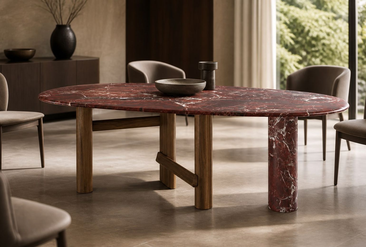 Marble Dining Table (DT-010) styled in a FADIOR HOME interior setting