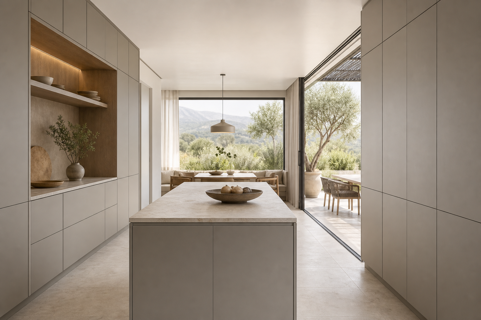 Fadior Pavilion Kitchen Suite with Casa Italia Courtyard Galley — interior room context showing cabinet integration