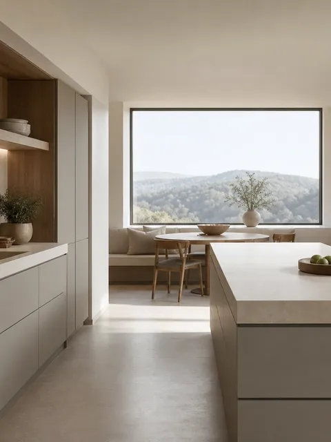 Suite de Cocina Meridian con Galería de Hearth de Piedra Caliza