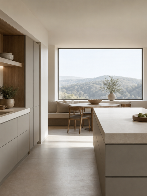 Suite de Cocina Meridian con Galería de Hearth de Piedra Caliza