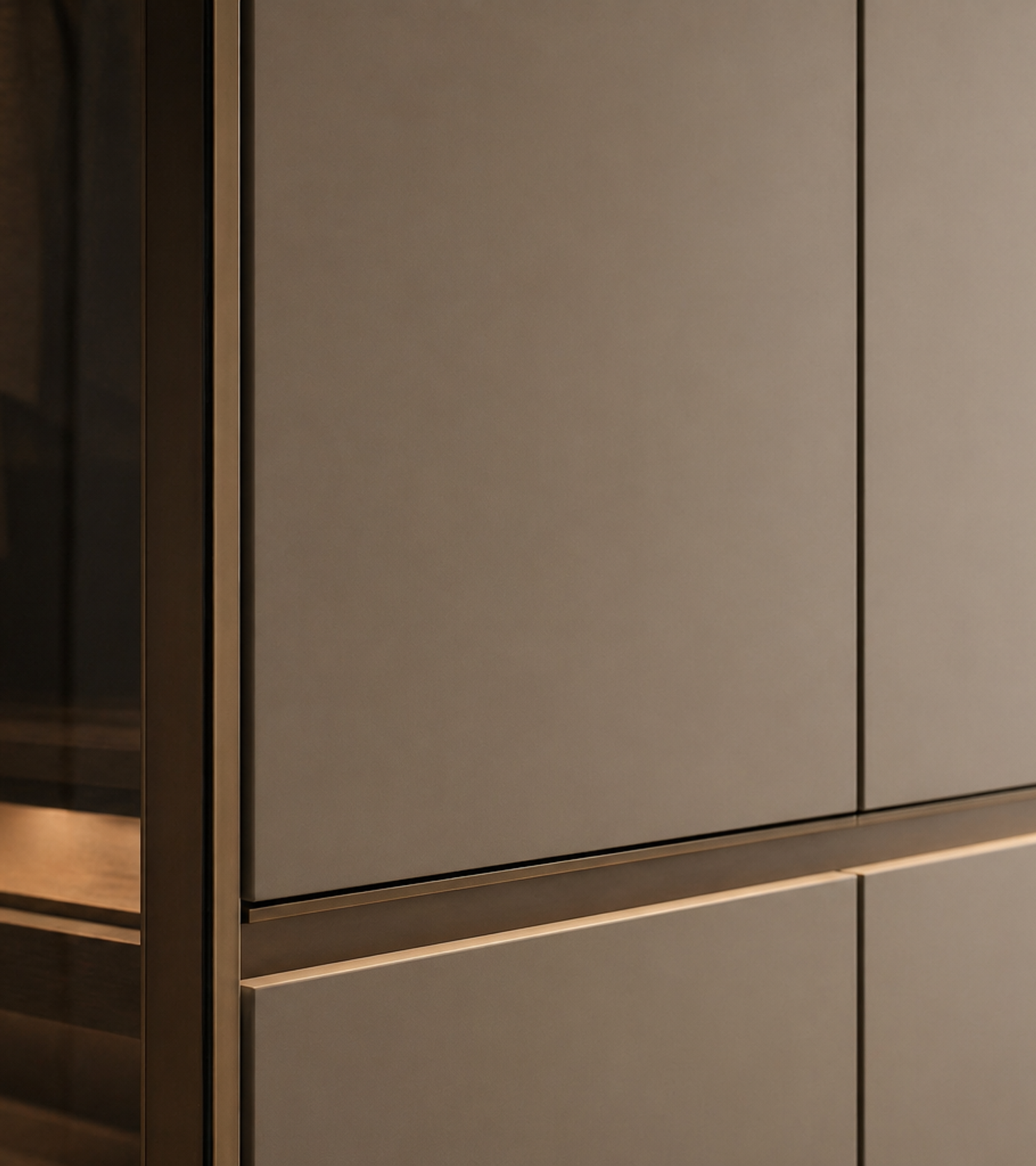 Fadior Lumiere Wardrobe Suite with Soft Glow Dressing Gallery — close-up of stainless steel finish and hardware detail