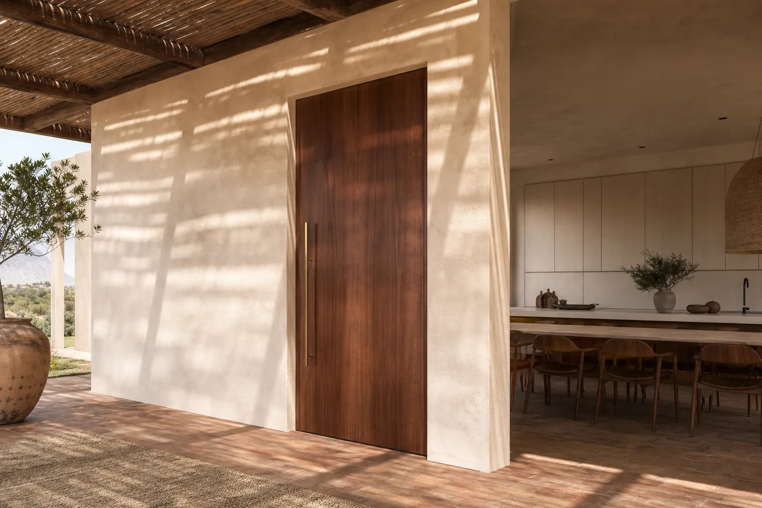 Fadior Alabaster Interior Door Suite with Scribed Floorline Door — 304 stainless steel interior door system, front view