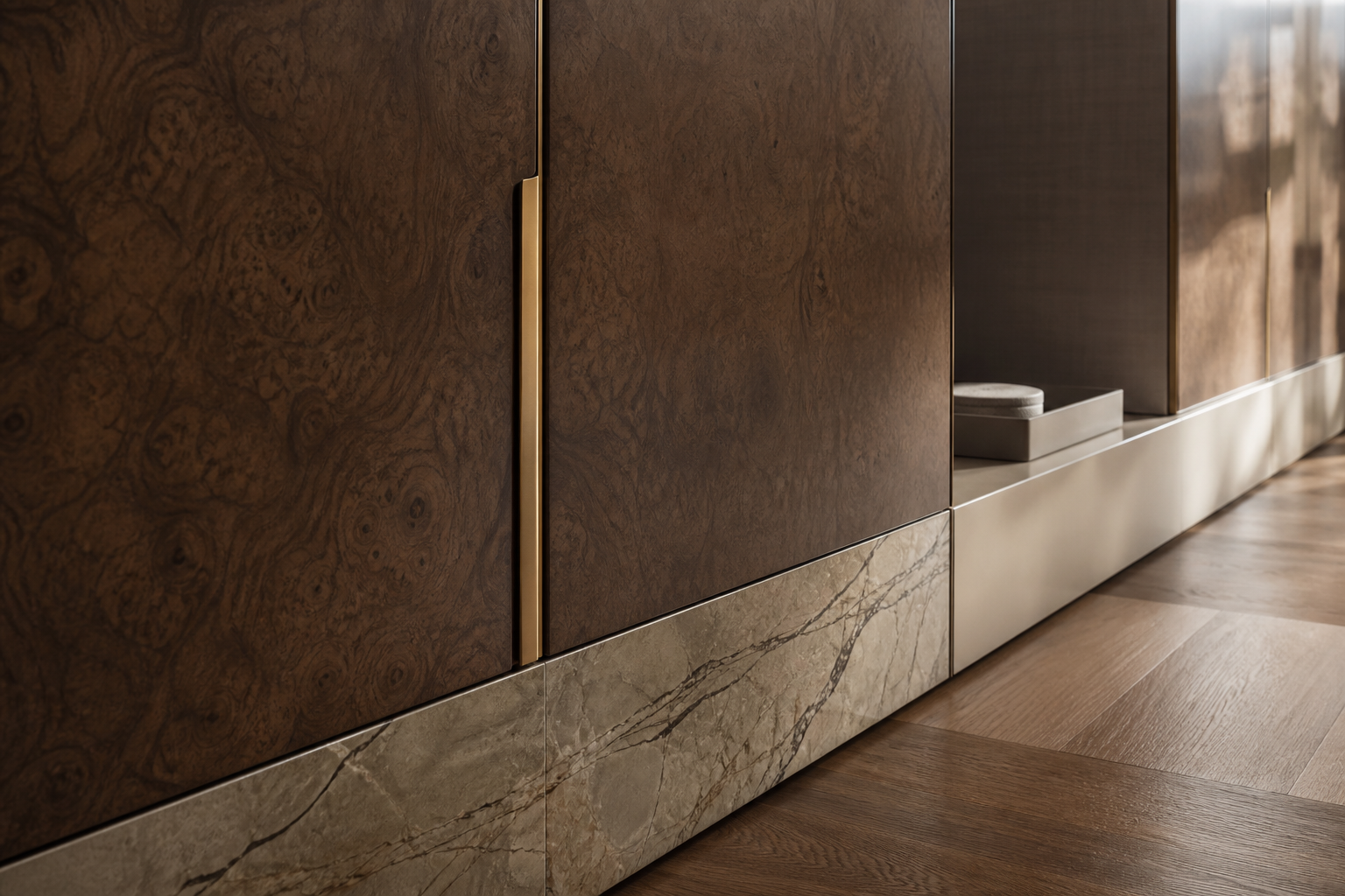 Fadior Canopy Wardrobe Suite with Pearl Shoe Valet Passage — close-up of stainless steel finish and hardware detail