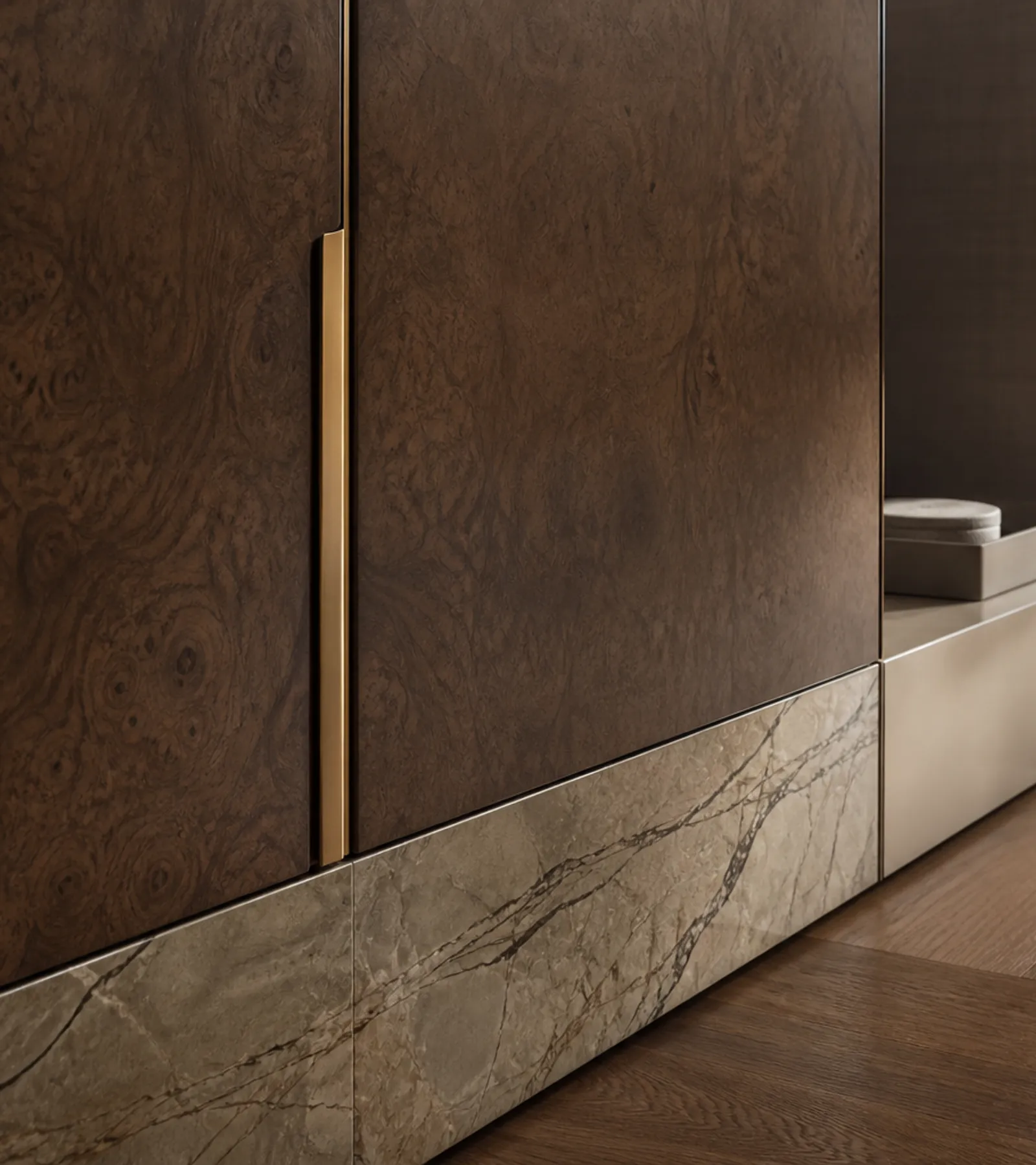 Fadior Canopy Wardrobe Suite with Pearl Shoe Valet Passage — close-up of stainless steel finish and hardware detail