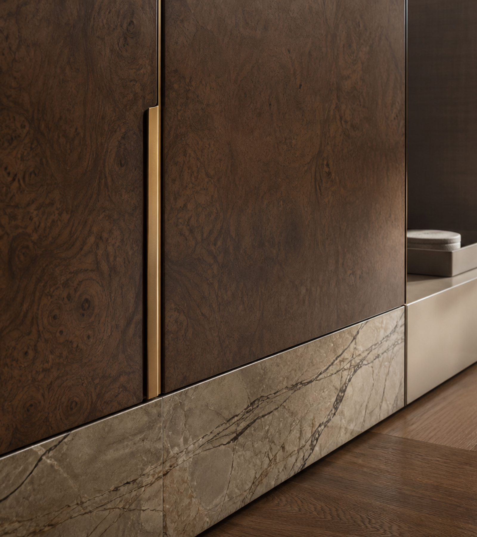 Fadior Canopy Wardrobe Suite with Pearl Shoe Valet Passage — close-up of stainless steel finish and hardware detail