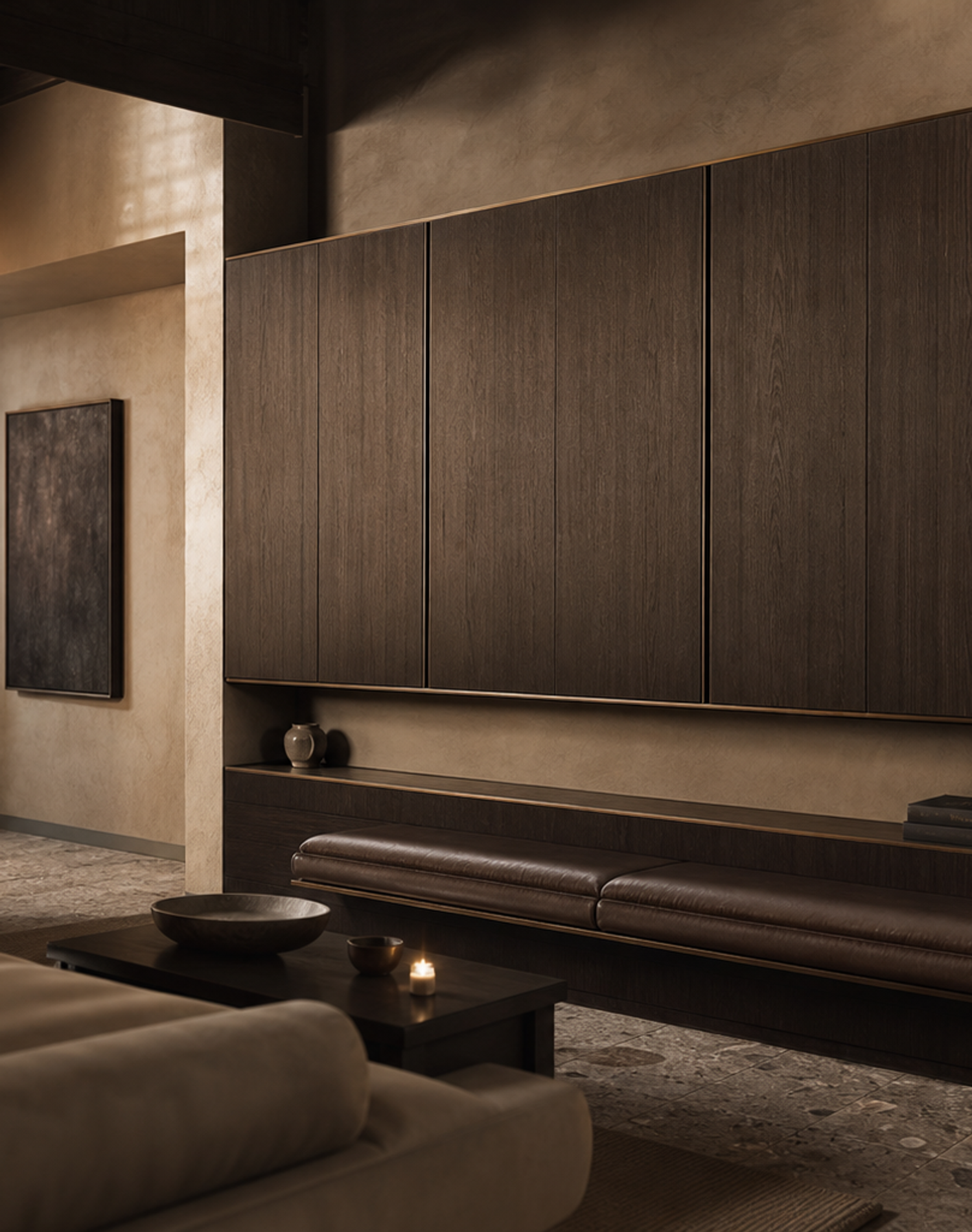 Fadior Galleria Living Room Suite with Cold-Finished Display Datum — interior room context showing cabinet integration