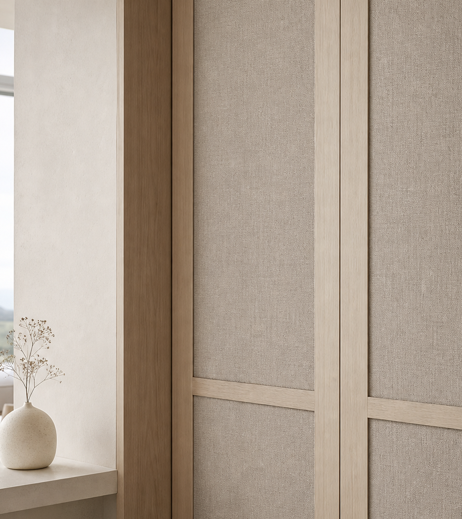 Fadior Radiance Wardrobe Suite with Canopy Linen Dressing Portal — close-up of stainless steel finish and hardware detail