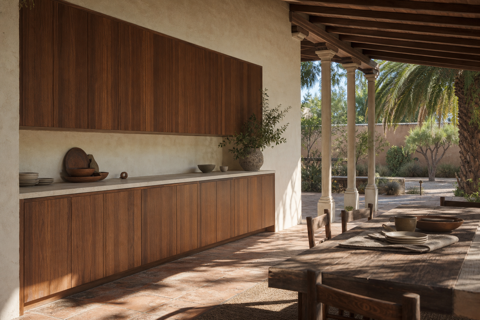 Fadior Atelier Kitchen Suite with Ipe Courtyard Breakfast Wall — lifestyle setting with natural light and residential styling