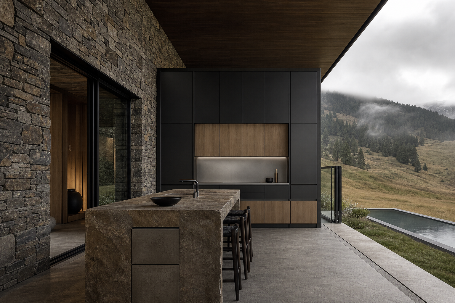 Fadior Continuum Kitchen Suite with Silver Veil Prep Arcade — interior room context showing cabinet integration