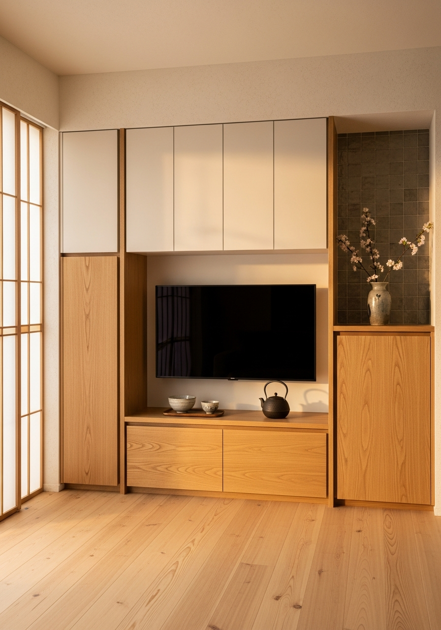 Fadior Essence Media Console — interior room context showing cabinet integration