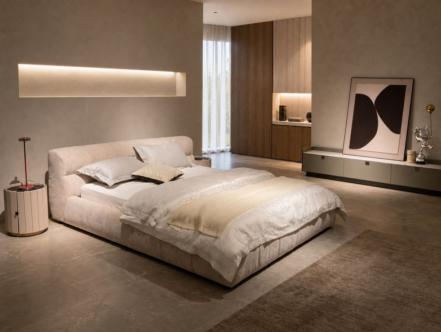 Upholstered Bed styled in a FADIOR HOME interior setting