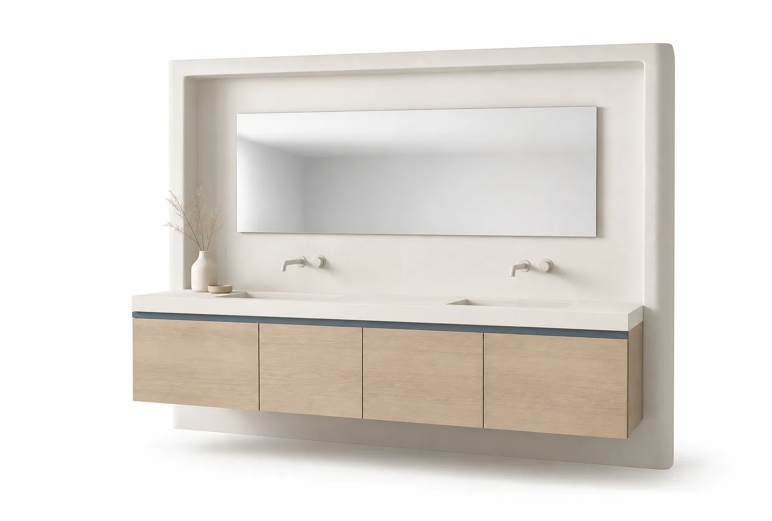 Suite de Baño y Tocador Alcove con Pared de Lavabo Flotante Azul Brumoso vista principal