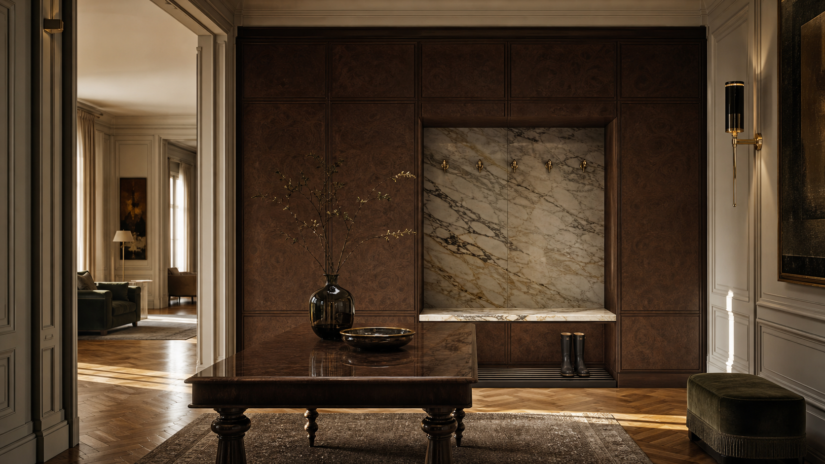 Fadior Savile Entryway Suite with Rainscreen Boot Dock — lifestyle setting with natural light and residential styling