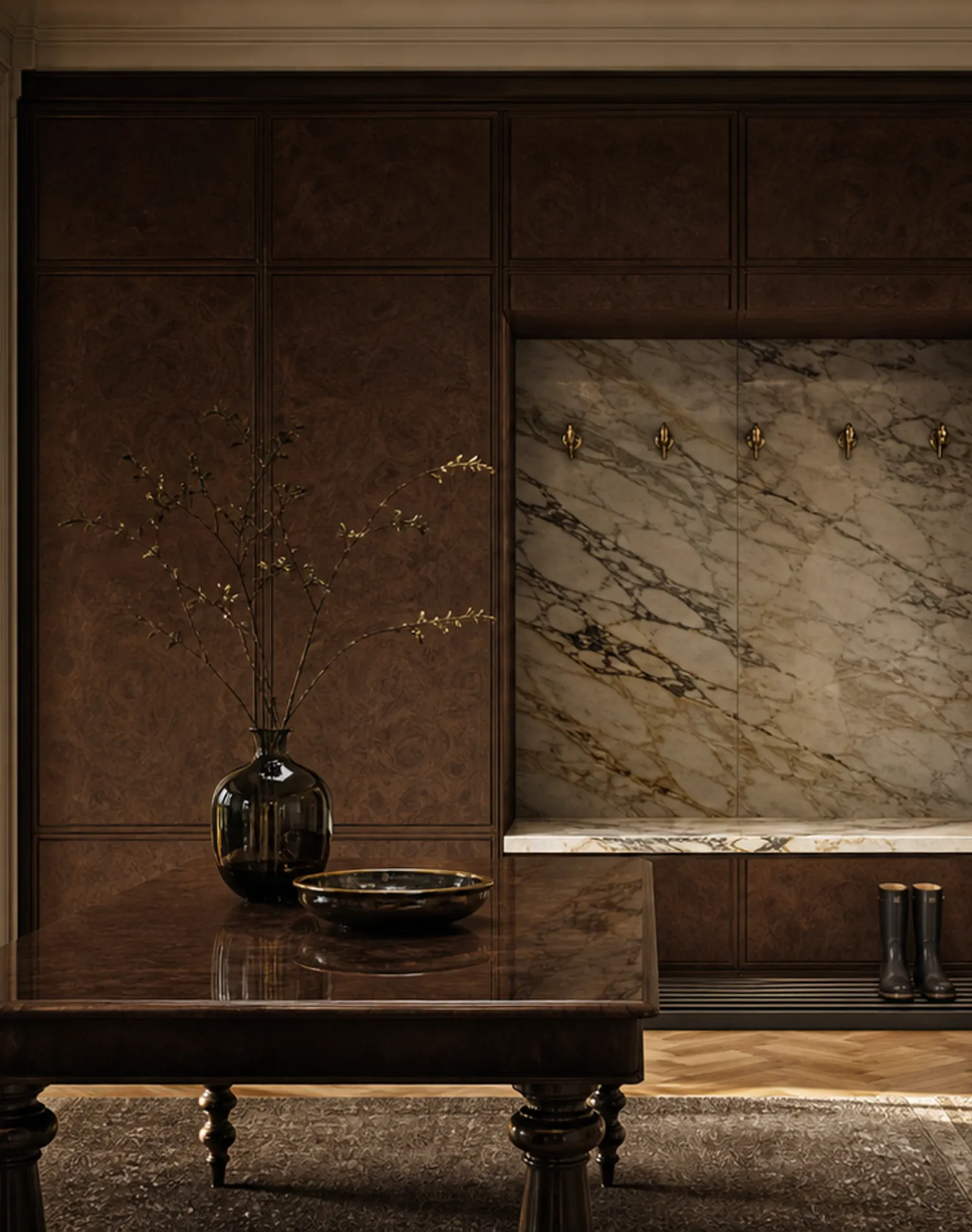 Fadior Savile Entryway Suite with Rainscreen Boot Dock — lifestyle setting with natural light and residential styling