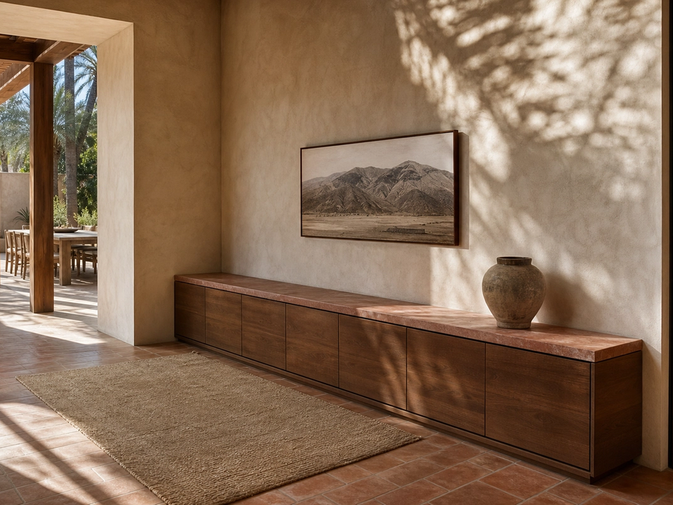 Fadior Ecliptic Entryway Suite with Shadowline Arrival Wall — 304 stainless steel entryway system, front view