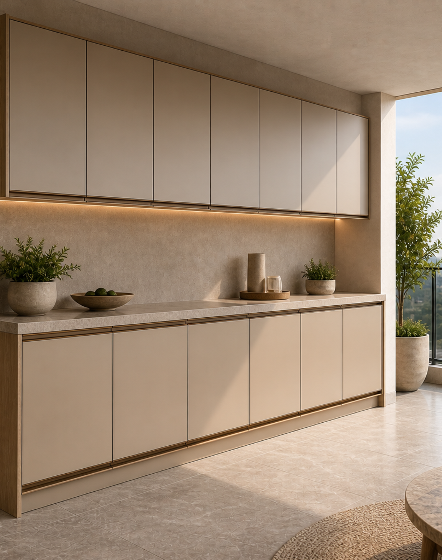 Fadior Soleil Balcony Suite with Weatherline Utility Wall — interior room context showing cabinet integration