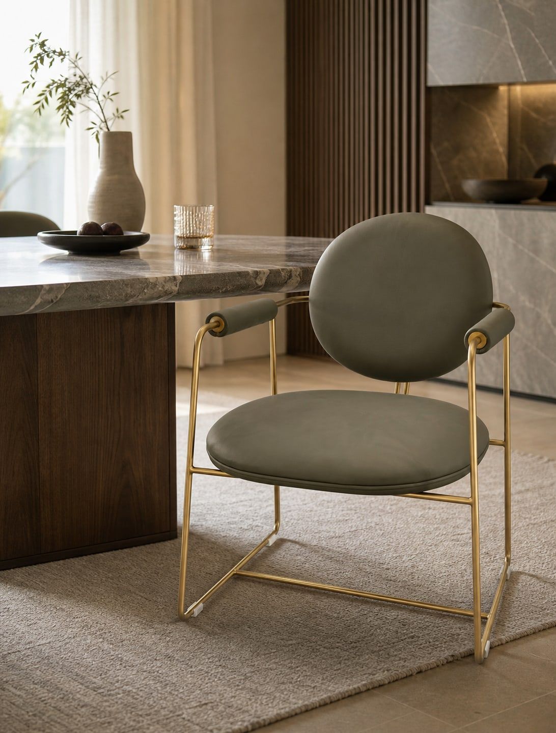 Dining Chair (Brass stainless steel) styled in a FADIOR HOME interior setting