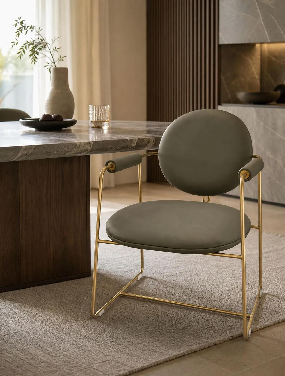 Brass-Finish Stainless Steel Dining Chair