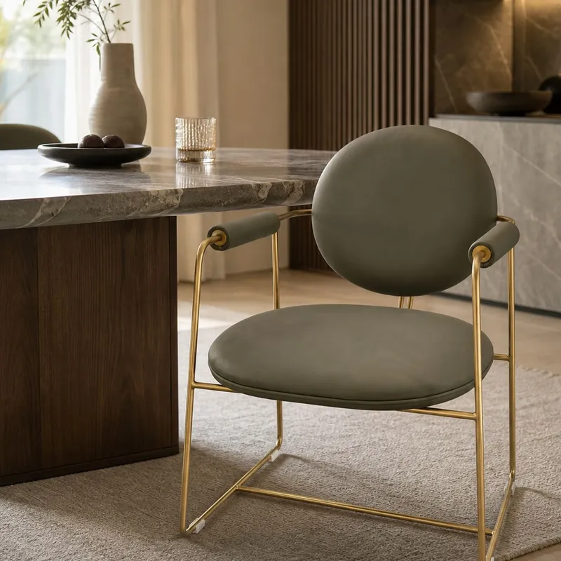 Brass-Finish Stainless Steel Dining Chair