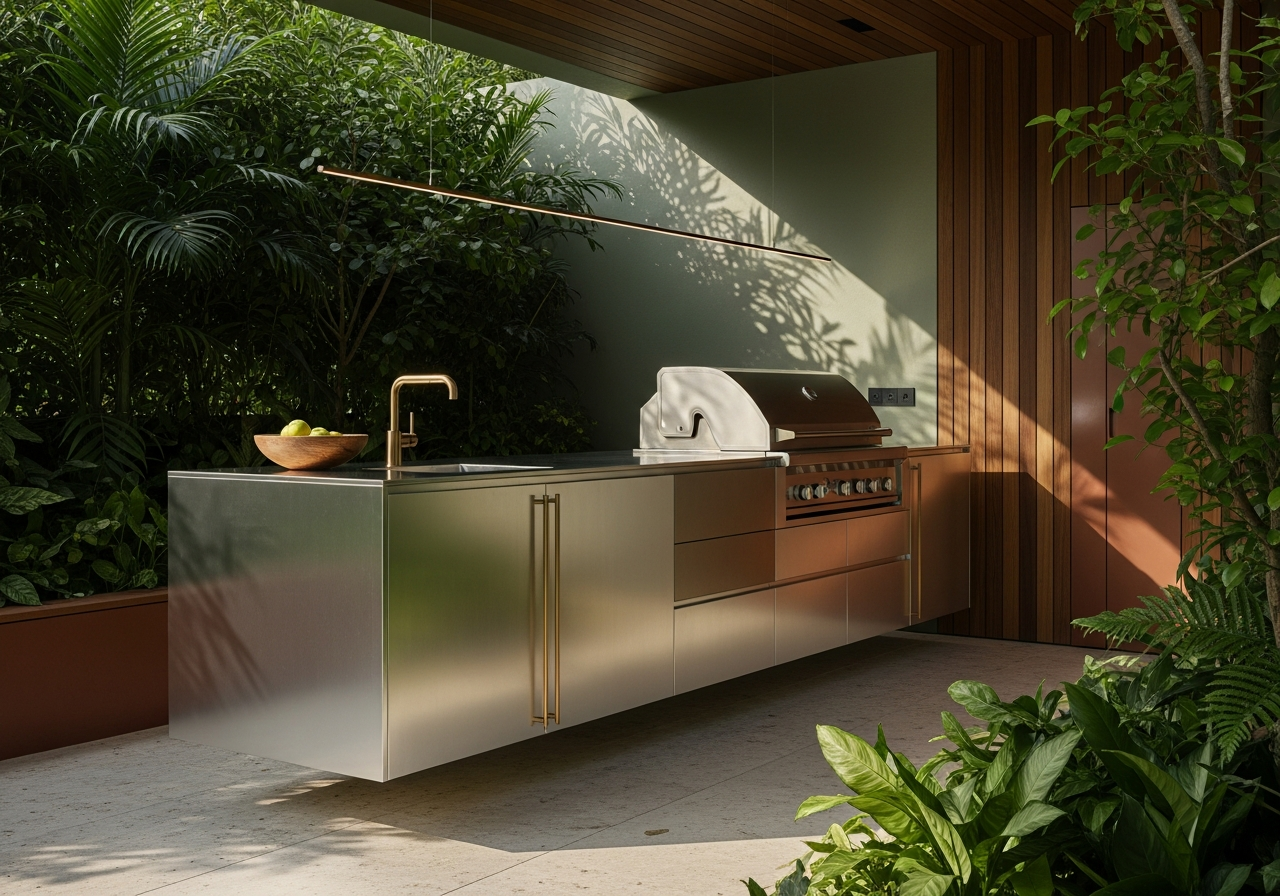 Fadior Singapore Hillside Villa — outdoor kitchen and terrace setting