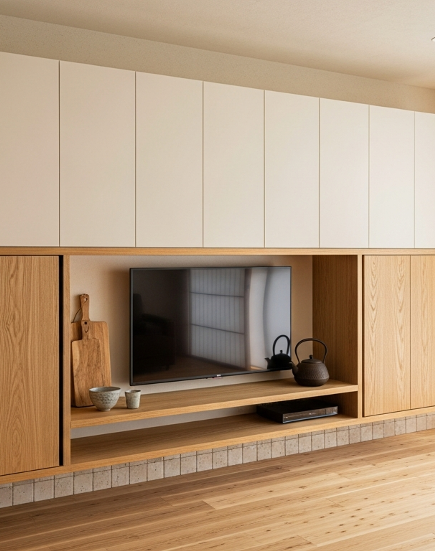 Fadior Essence Media Console — lifestyle setting with natural light and residential styling