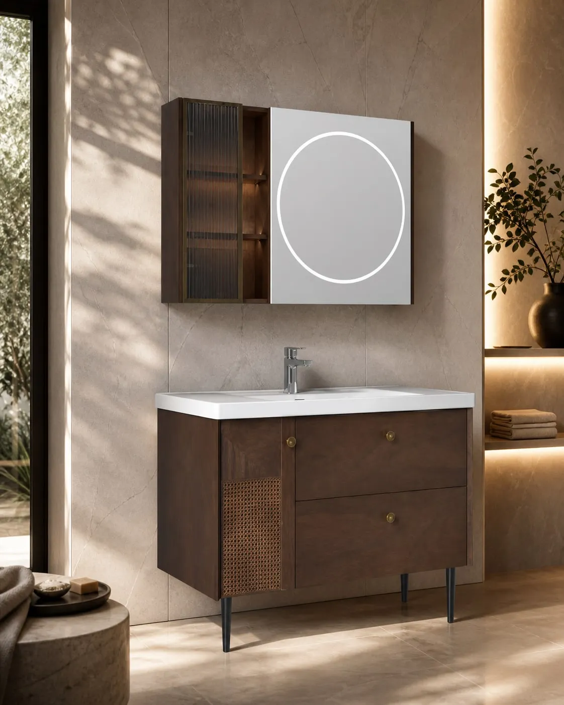 Smart-Mirror Drawer-Door Vanity 1000×485×600 mm