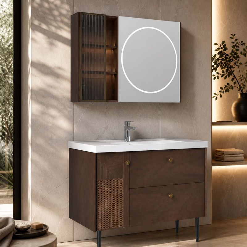 Bathroom Vanity Cabinet (BV-016) styled in a FADIOR HOME interior setting