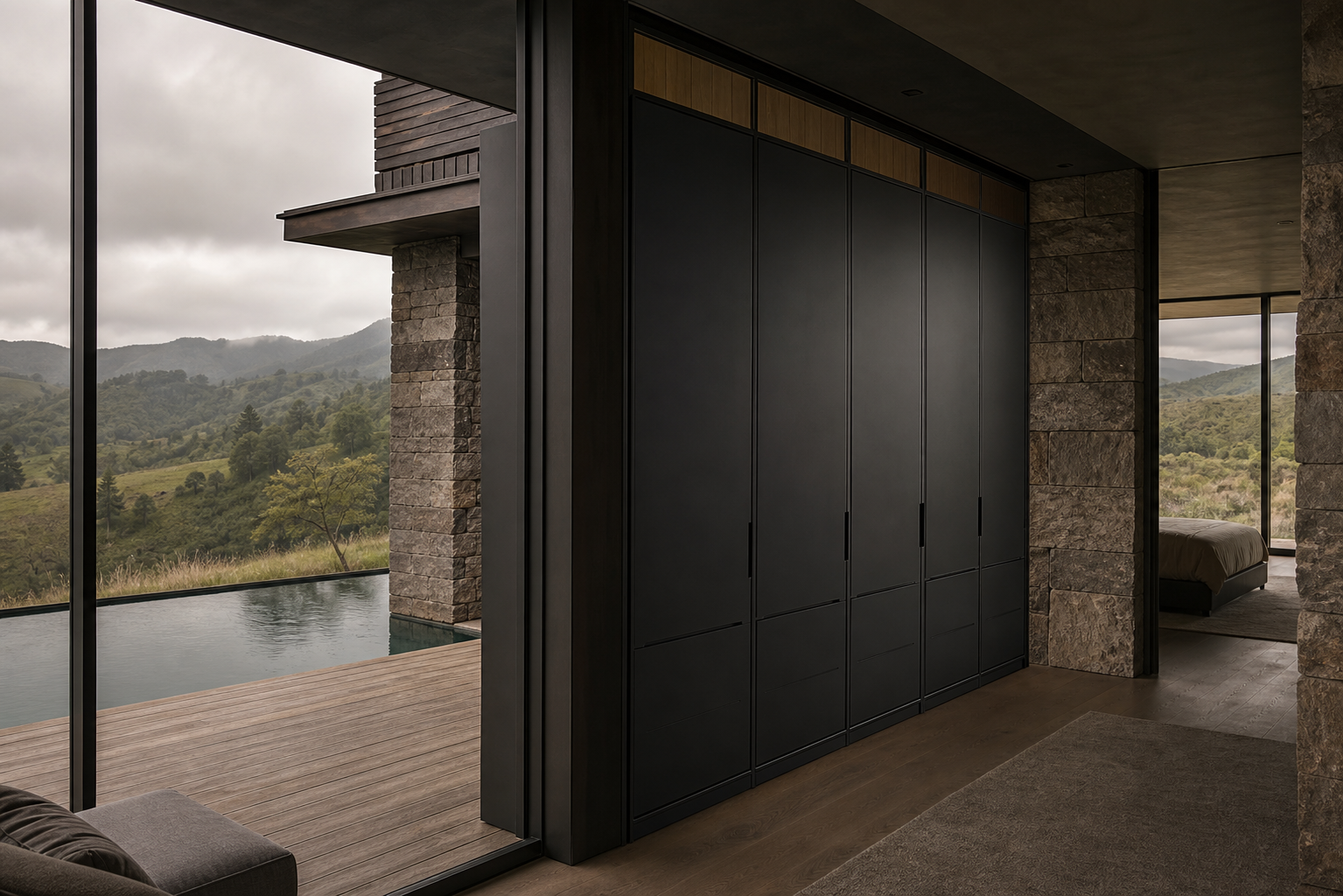 Fadior Radiance Wardrobe Suite with Certified Oak Provenance Bay — interior room context showing cabinet integration