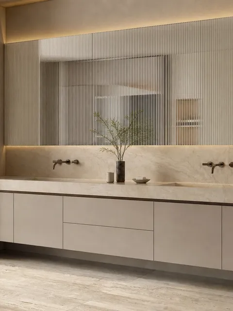 Suite de Baño y Tocador Voyage Bath con Cinta de Espejo Estriado