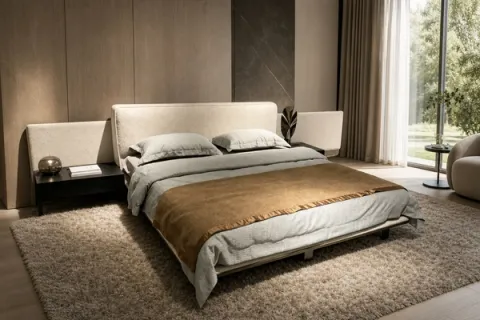 Panel-Wall Bed with Integrated Nightstands