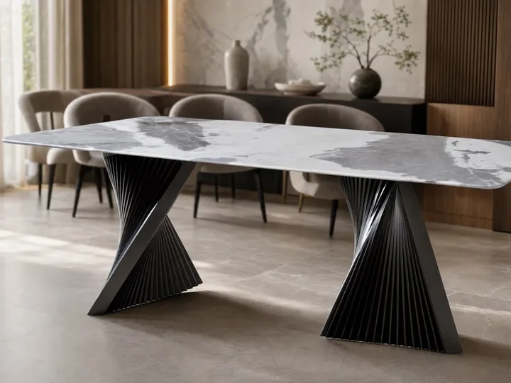 Mesa de mármol con metal plisado 2400×1050×750 mm