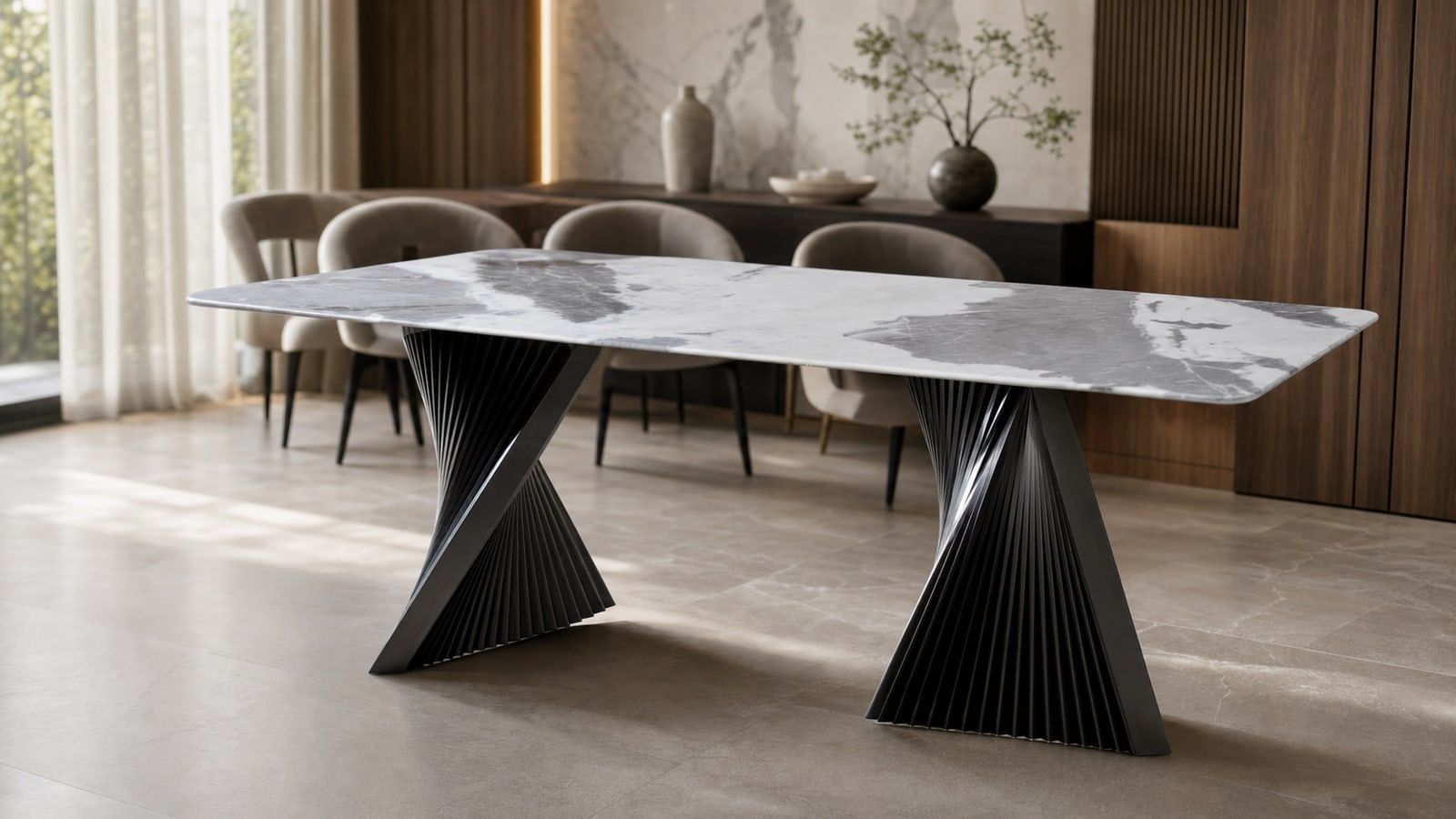 Marble Dining Table 2600*1100*750H styled in a FADIOR HOME interior setting