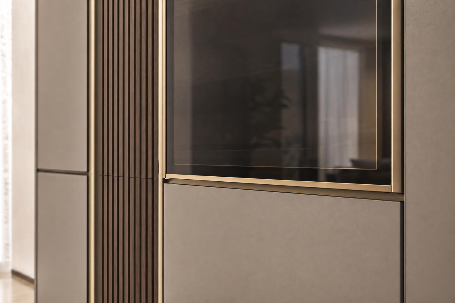 Fadior Estuary Wine Cabinet Suite with Precision Cellar Wall — close-up of stainless steel finish and hardware detail