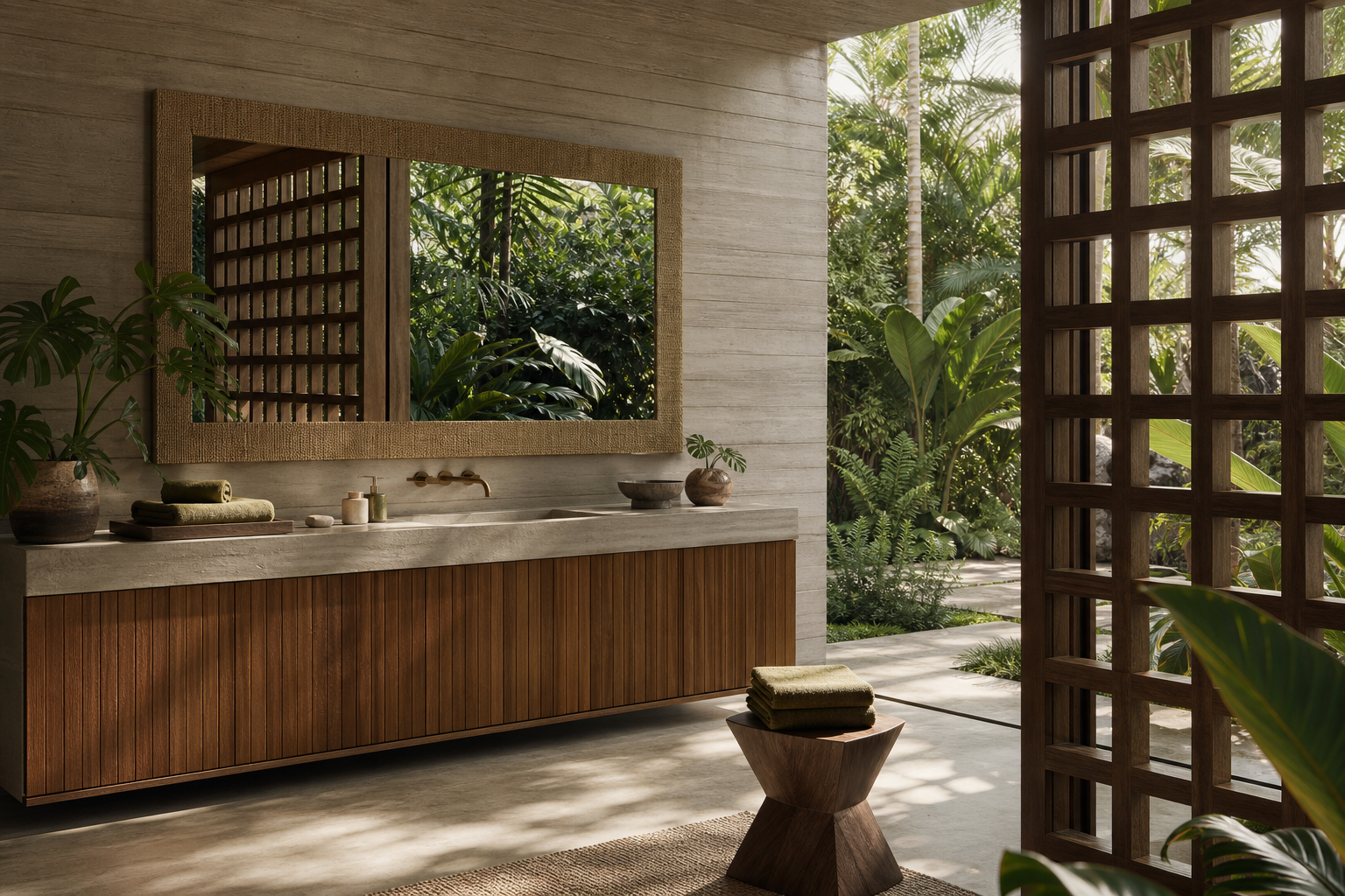 Fadior Voyage Bath Vanity Suite with Milan Spa Vanity Wall — lifestyle setting with natural light and residential styling