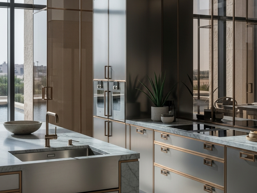 Fadior Dubai Open Set — 304 stainless steel kitchen system, architectural view